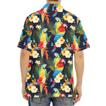 Parrot And Flower Pattern Print Aloha Shirt