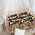 Parrot And Flower Pattern Print Baby Crib Sheet