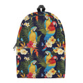 Parrot And Flower Pattern Print School Backpack