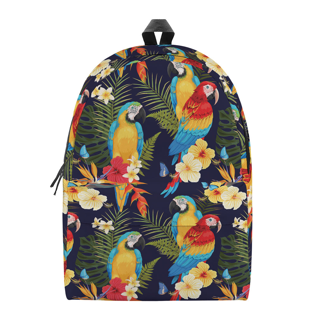 Parrot And Flower Pattern Print Backpack