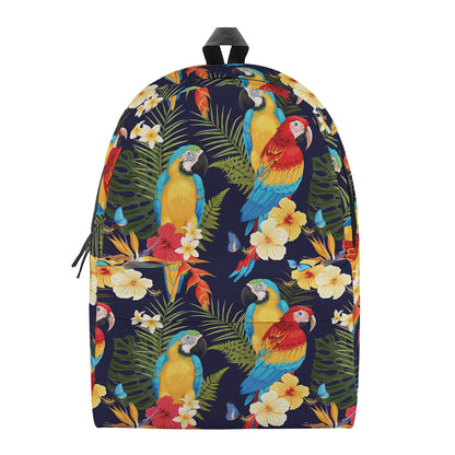 Parrot And Flower Pattern Print Backpack