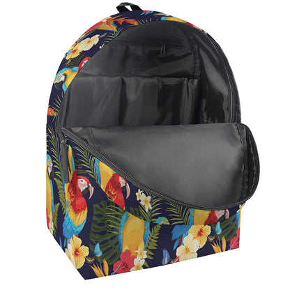 Parrot And Flower Pattern Print Backpack