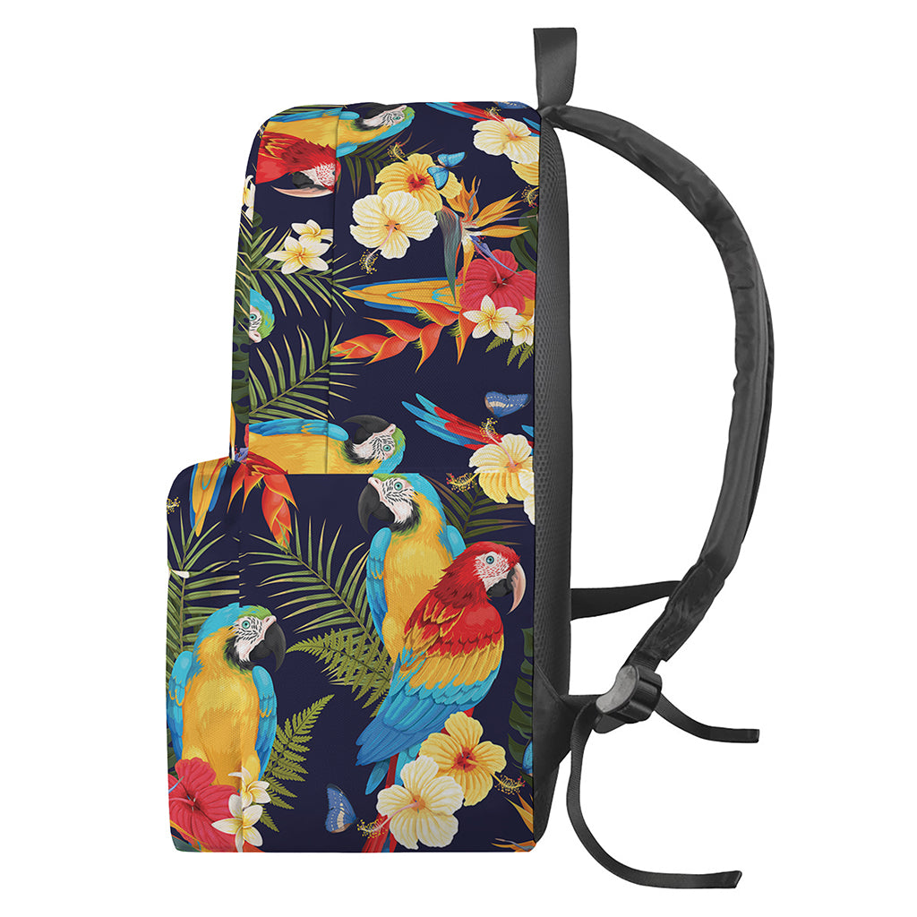 Parrot And Flower Pattern Print Backpack