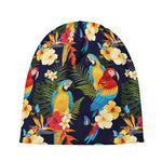 Parrot And Flower Pattern Print Beanie