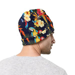 Parrot And Flower Pattern Print Beanie