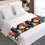 Parrot And Flower Pattern Print Bed Runner