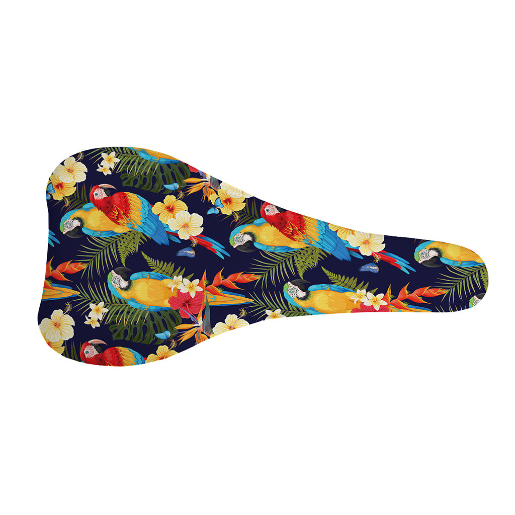 Parrot And Flower Pattern Print Bicycle Seat Cover