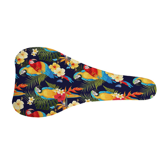Parrot And Flower Pattern Print Bicycle Seat Cover