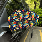 Parrot And Flower Pattern Print Car Side Mirror Covers