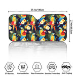 Parrot And Flower Pattern Print Car Windshield Sun Shade