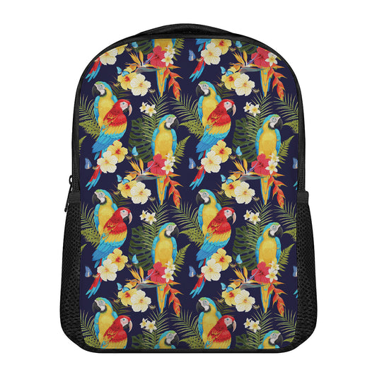 Parrot And Flower Pattern Print Casual Backpack