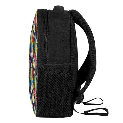 Parrot And Flower Pattern Print Casual Backpack