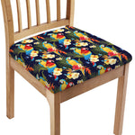Parrot And Flower Pattern Print Chair Cushion Cover