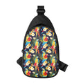 Parrot And Flower Pattern Print Sling Bag
