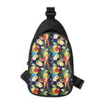 Parrot And Flower Pattern Print Chest Bag