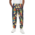 Parrot And Flower Pattern Print Cotton Sweatpants