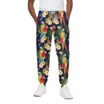 Parrot And Flower Pattern Print Cotton Pants