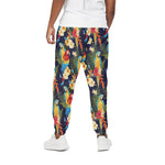Parrot And Flower Pattern Print Cotton Pants