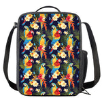 Parrot And Flower Pattern Print Crossbody Lunch Bag
