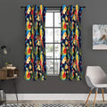 Parrot And Flower Pattern Print Grommet Curtain Panels