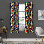 Parrot And Flower Pattern Print Curtain