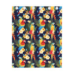 Parrot And Flower Pattern Print Curtain