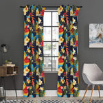 Parrot And Flower Pattern Print Curtain