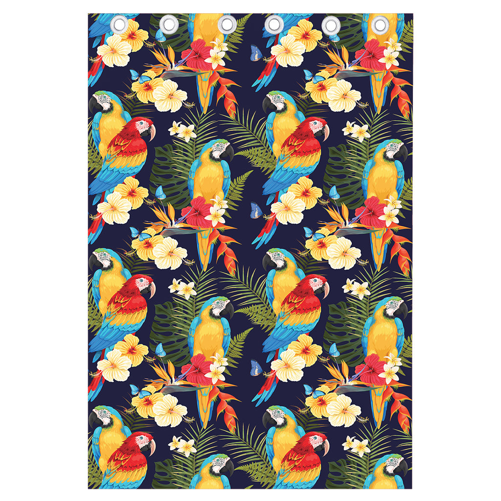 Parrot And Flower Pattern Print Curtain