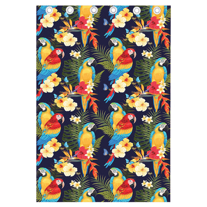Parrot And Flower Pattern Print Curtain