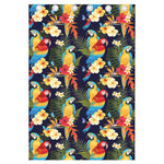 Parrot And Flower Pattern Print Curtain