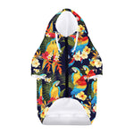Parrot And Flower Pattern Print Dog Zip Up Hoodie