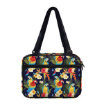 Parrot And Flower Pattern Print Double Strap Bible Bag