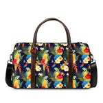 Parrot And Flower Pattern Print Duffle Bag