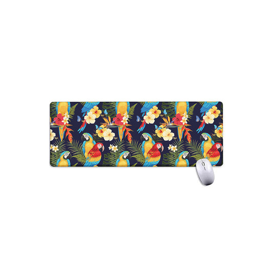 Parrot And Flower Pattern Print Extended Mouse Pad