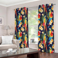 Parrot And Flower Pattern Print Extra Wide Grommet Curtains