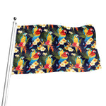 Parrot And Flower Pattern Print Flag