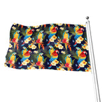 Parrot And Flower Pattern Print Flag