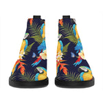 Parrot And Flower Pattern Print Flat Ankle Boots