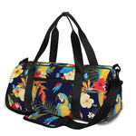 Parrot And Flower Pattern Print Gym Bag