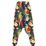 Parrot And Flower Pattern Print Hammer Pants