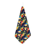 Parrot And Flower Pattern Print Hand Towel
