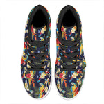 Parrot And Flower Pattern Print High Top Leather Sneakers