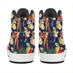 Parrot And Flower Pattern Print High Top Leather Sneakers