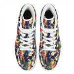 Parrot And Flower Pattern Print High Top Leather Sneakers