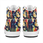 Parrot And Flower Pattern Print High Top Leather Sneakers