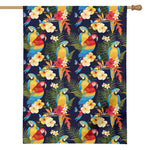 Parrot And Flower Pattern Print House Flag