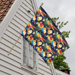 Parrot And Flower Pattern Print House Flag