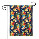 Parrot And Flower Pattern Print House Flag