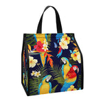 Parrot And Flower Pattern Print Insulated Lunch Tote