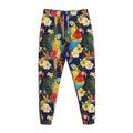 Parrot And Flower Pattern Print Jogger Pants